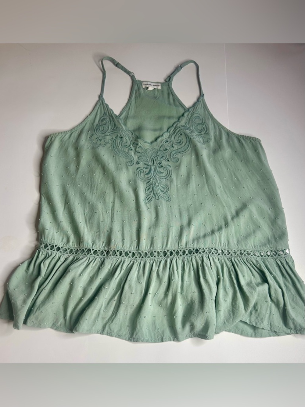 love on a hanger Sage Green Embroidered V-Neck Camisole - Picture 9 of 11